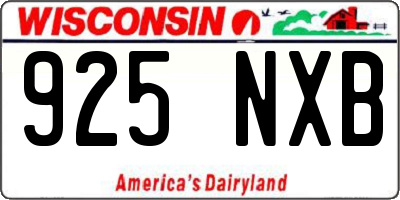 WI license plate 925NXB