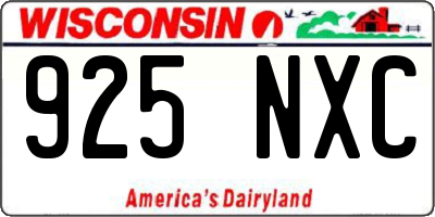 WI license plate 925NXC