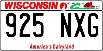 WI license plate 925NXG