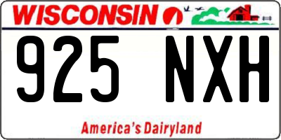 WI license plate 925NXH
