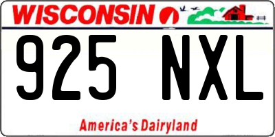 WI license plate 925NXL