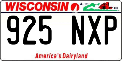 WI license plate 925NXP