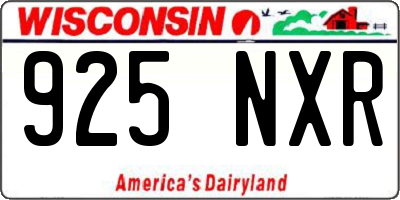 WI license plate 925NXR