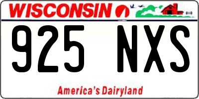 WI license plate 925NXS