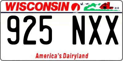 WI license plate 925NXX
