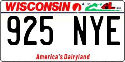 WI license plate 925NYE