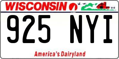 WI license plate 925NYI