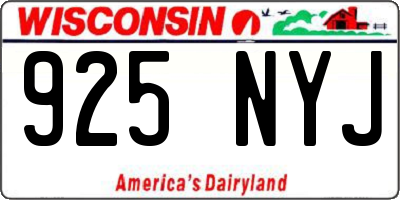 WI license plate 925NYJ