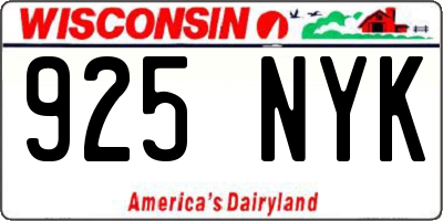 WI license plate 925NYK