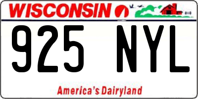 WI license plate 925NYL