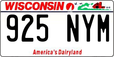 WI license plate 925NYM