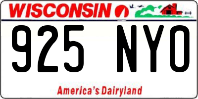 WI license plate 925NYO