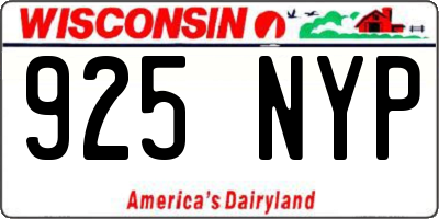 WI license plate 925NYP