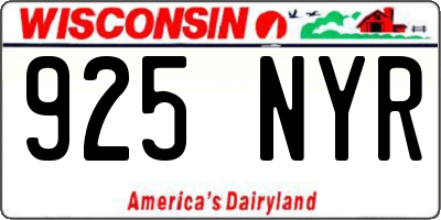 WI license plate 925NYR