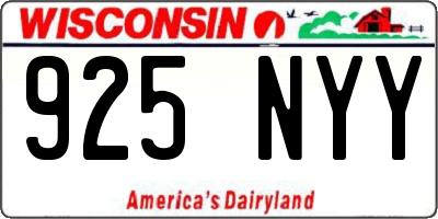 WI license plate 925NYY