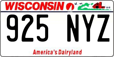WI license plate 925NYZ