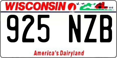 WI license plate 925NZB