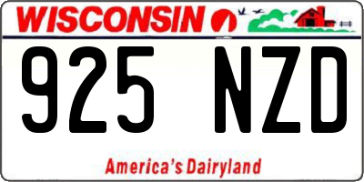 WI license plate 925NZD