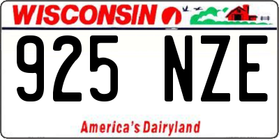WI license plate 925NZE