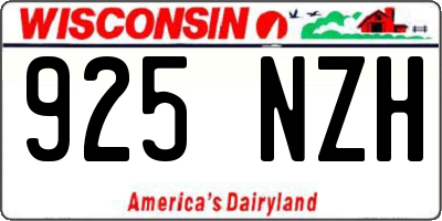 WI license plate 925NZH