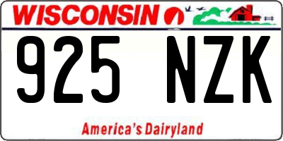 WI license plate 925NZK