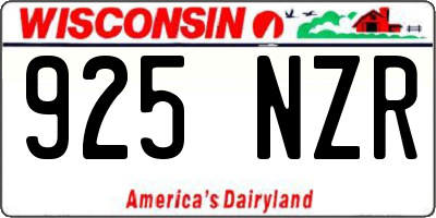 WI license plate 925NZR