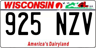WI license plate 925NZV