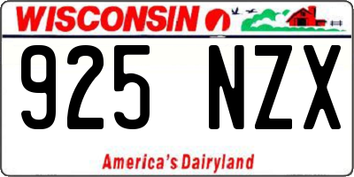 WI license plate 925NZX
