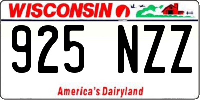 WI license plate 925NZZ