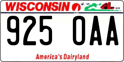 WI license plate 925OAA