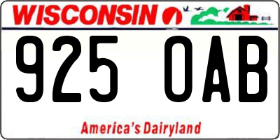 WI license plate 925OAB