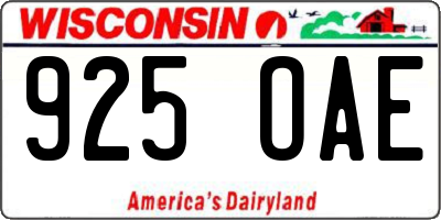 WI license plate 925OAE