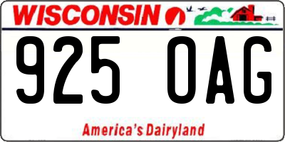 WI license plate 925OAG