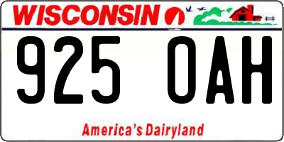 WI license plate 925OAH