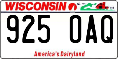 WI license plate 925OAQ