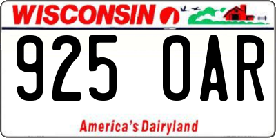 WI license plate 925OAR