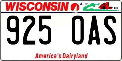 WI license plate 925OAS