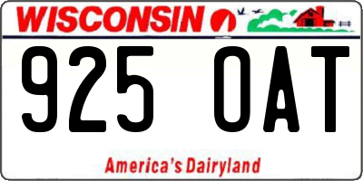 WI license plate 925OAT