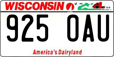 WI license plate 925OAU