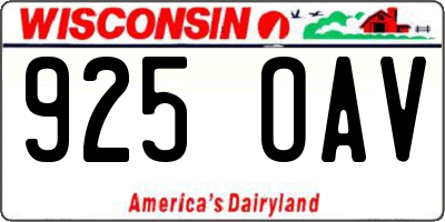 WI license plate 925OAV