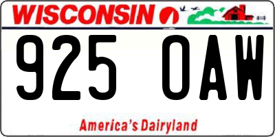 WI license plate 925OAW