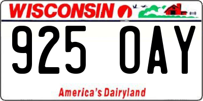 WI license plate 925OAY