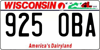 WI license plate 925OBA