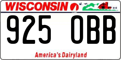 WI license plate 925OBB
