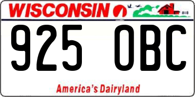 WI license plate 925OBC