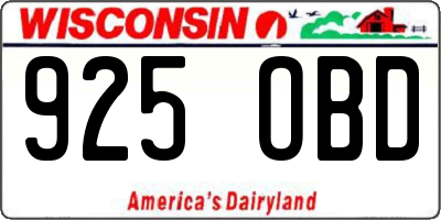 WI license plate 925OBD