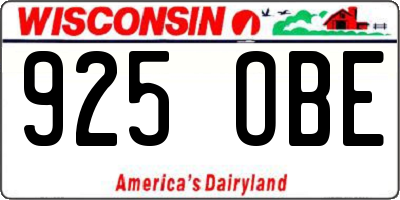 WI license plate 925OBE