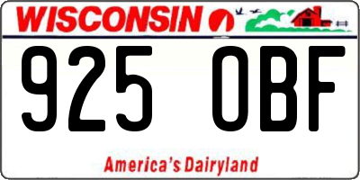 WI license plate 925OBF