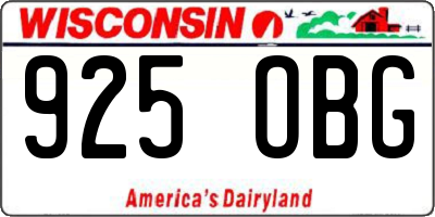 WI license plate 925OBG