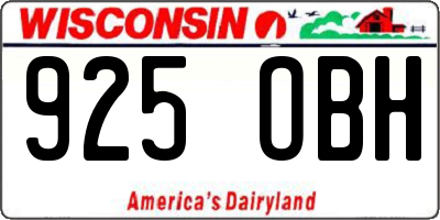 WI license plate 925OBH